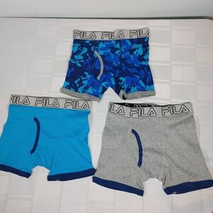 (3/$20)Fila Boys Blue Gray Boxer Briefs, Set of 3 Size M (8/10) New Without Tags